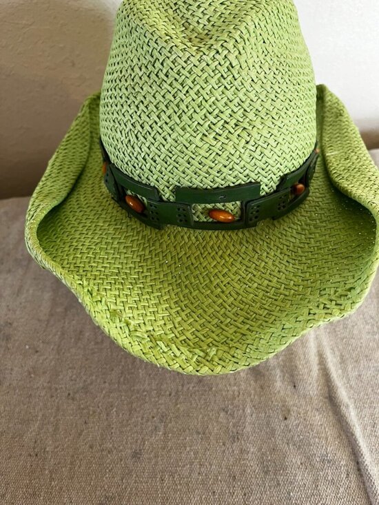 BullHide By Montecarlo Hat Green Straw Festival Concert Western Cowgirl Hat Szsm main image 10